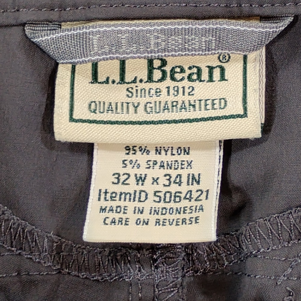 LL Bean Cresta Hiking Pants Mens 32x34 Gray Nylon Spandex Outdoor Cargo Trousers - Picture 9 of 10